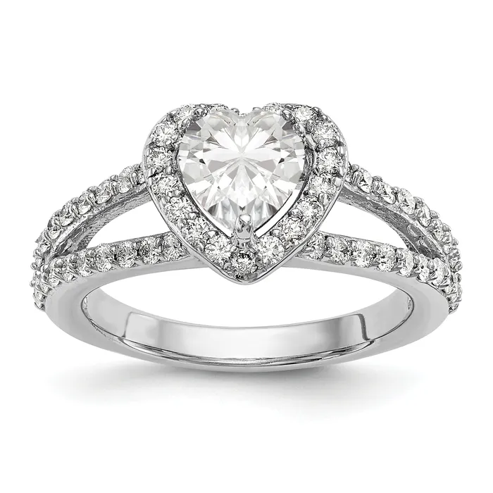 14K White Gold Diamond Heart CZ Halo Engagement Ring Goldiacom Rings
