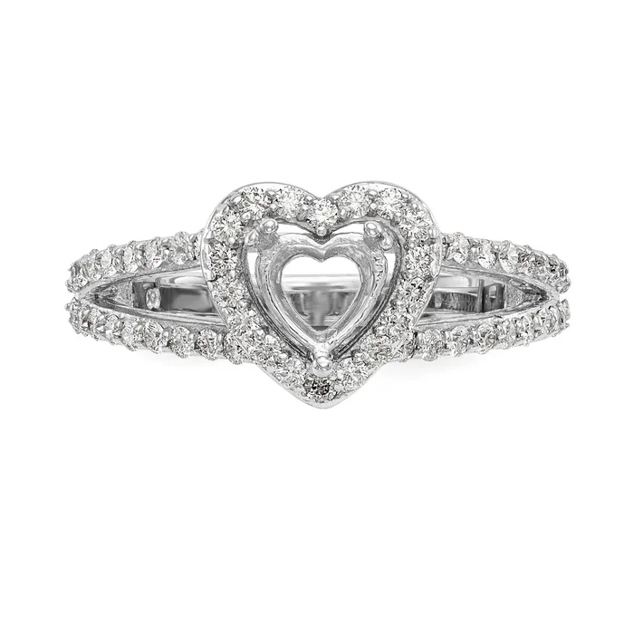 14K White Gold Diamond Heart CZ Halo Engagement Ring Goldiacom Rings