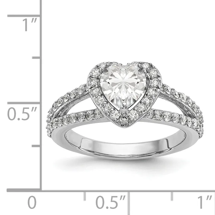 14K White Gold Diamond Heart CZ Halo Engagement Ring Goldiacom Rings