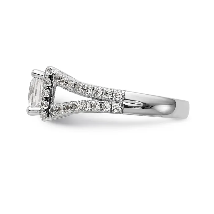 14K White Gold Diamond Princess CZ Square Halo Engagement Ring Goldiacom Rings