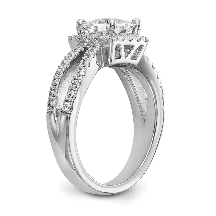 14K White Gold Diamond Princess CZ Square Halo Engagement Ring Goldiacom Rings