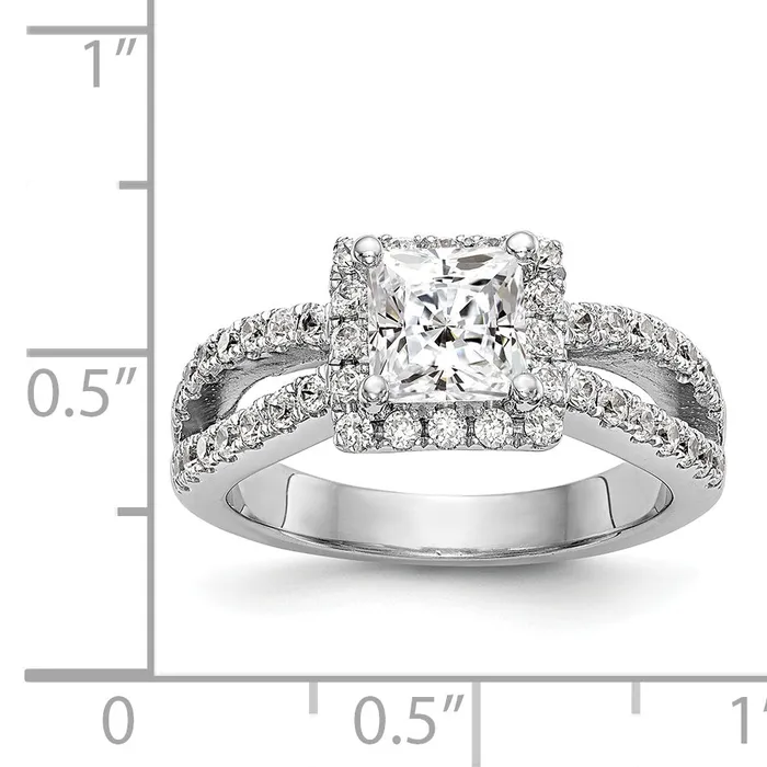 14K White Gold Diamond Princess CZ Square Halo Engagement Ring Goldiacom Rings