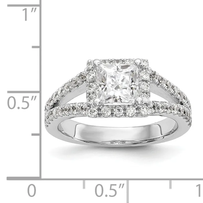 14K White Gold Diamond Princess CZ Square Halo Engagement Ring Goldiacom Rings