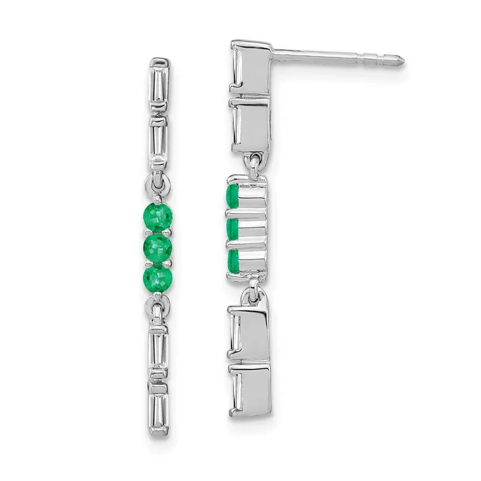 14k White Gold Emerald and Real Diamond Dangle Earrings Goldia Earrings 14k White Gold Emerald and Real Diamond Dangle Earrings Goldia Earrings
