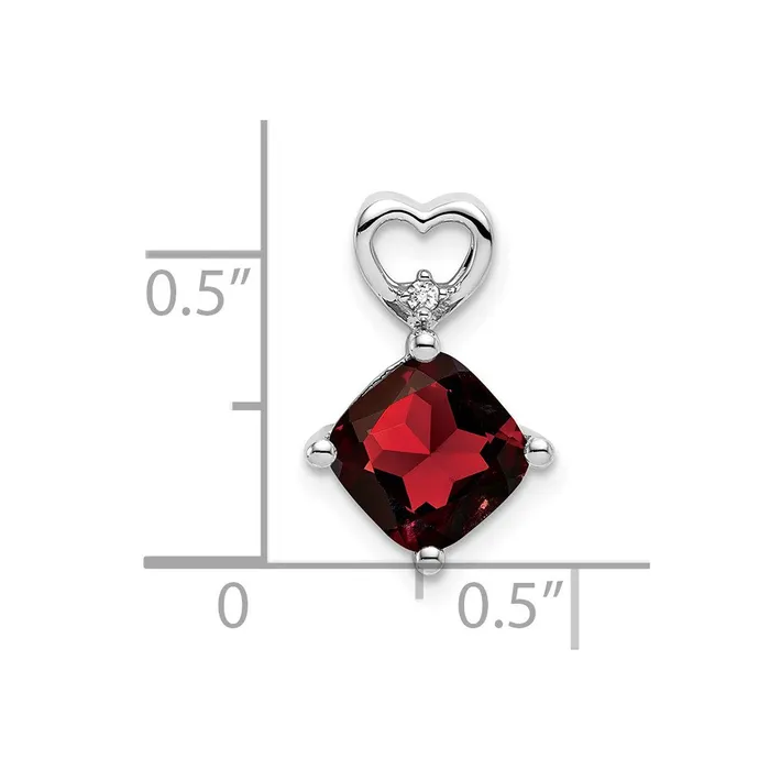14k White Gold Garnet and Real Diamond Heart Chain Slide Goldia Necklaces