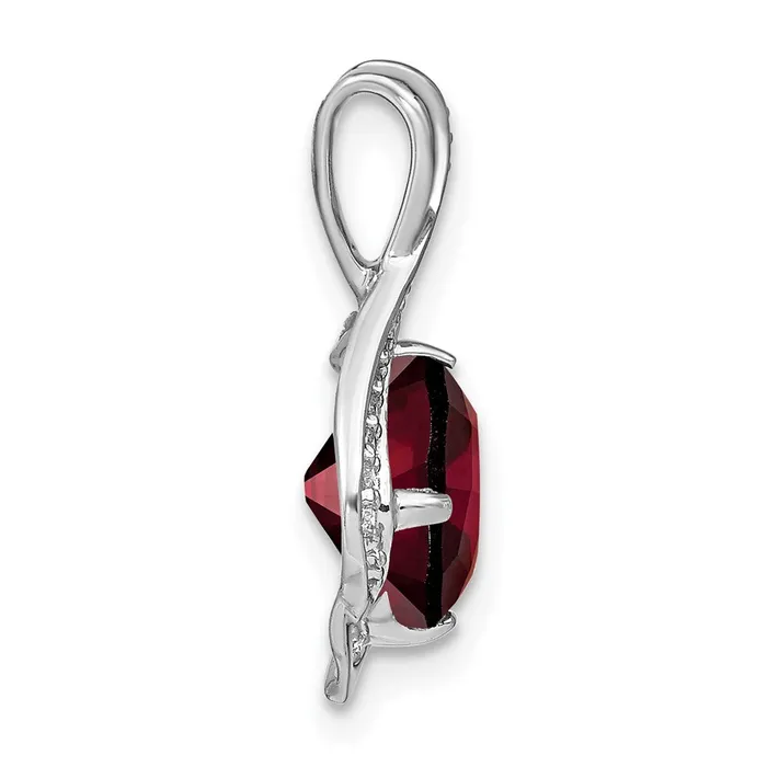 14k White Gold Garnet and Real Diamond Pendant Goldia Necklaces