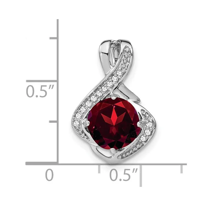14k White Gold Garnet and Real Diamond Pendant Goldia Necklaces