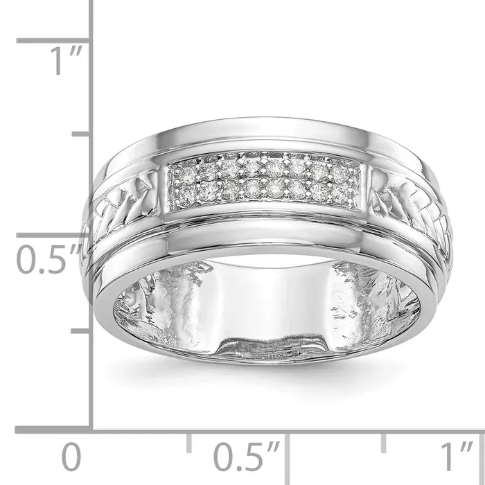 14K White Gold Lab Grown VSSI G Diamond Trio Mens Wedding Band Ring Goldia Rings