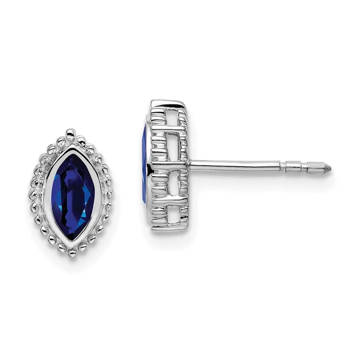 14k White Gold Marquise Sapphire Post Earrings Goldia Earrings