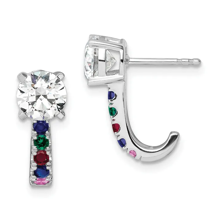 14k White Gold Multi Gemstone Earrings Goldia Earrings