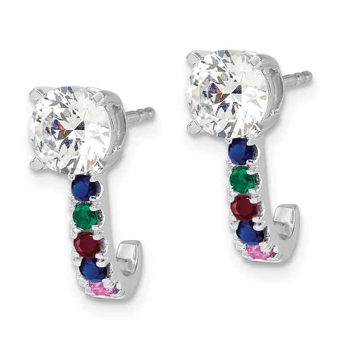 14k White Gold Multi Gemstone Earrings Goldia Earrings