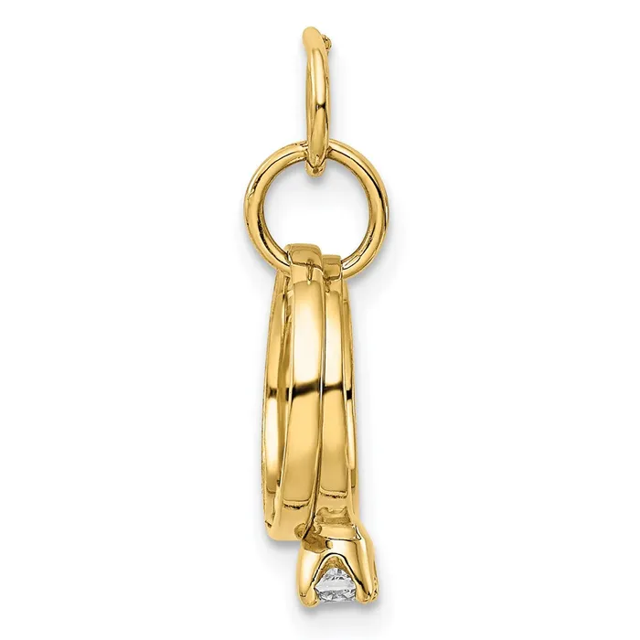 14k White Gold Polished 3D CZ Wedding Rings Charm Goldia Charm Necklaces