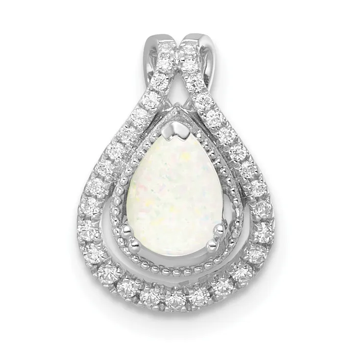 14k White Gold Polished Pear Opal u0026 Real Diamond Chain Slide Goldia Earrings 14k White Gold Polished Pear Opal u0026 Real Diamond Chain Slide Goldia Earrings