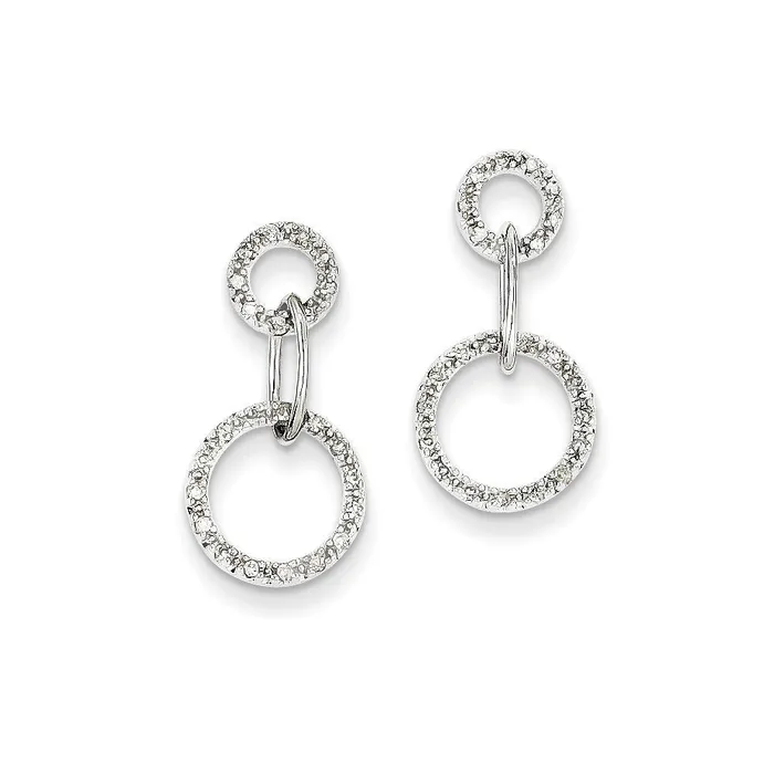14k White Gold Real Diamond Circle Earrings Goldia Earrings