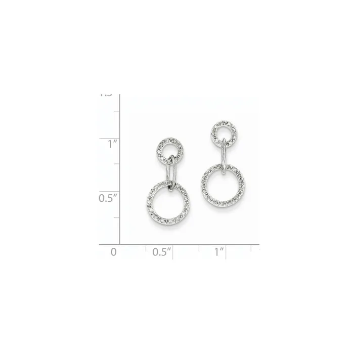 14k White Gold Real Diamond Circle Earrings Goldia Earrings