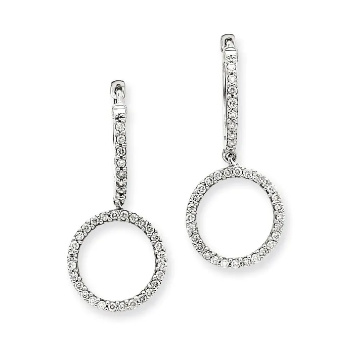 14k White Gold Real Diamond Double Hoop Earrings Goldia Earrings