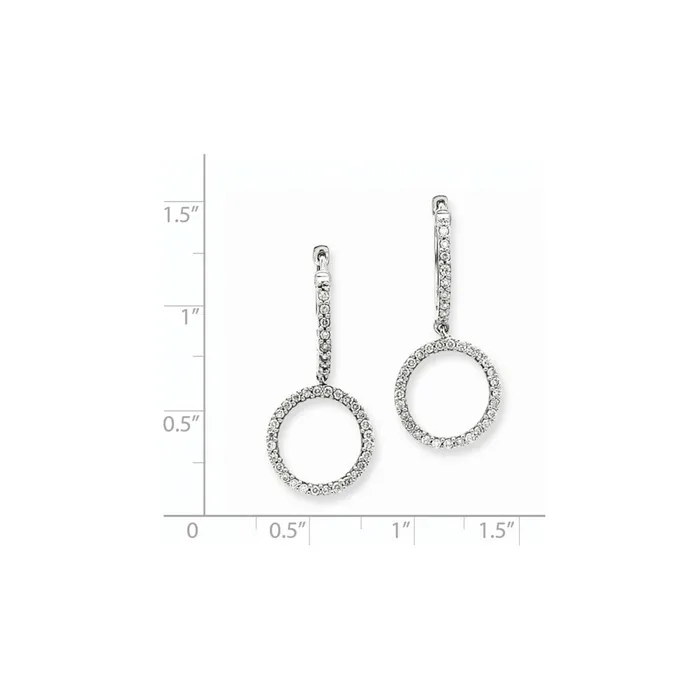 14k White Gold Real Diamond Double Hoop Earrings Goldia Earrings