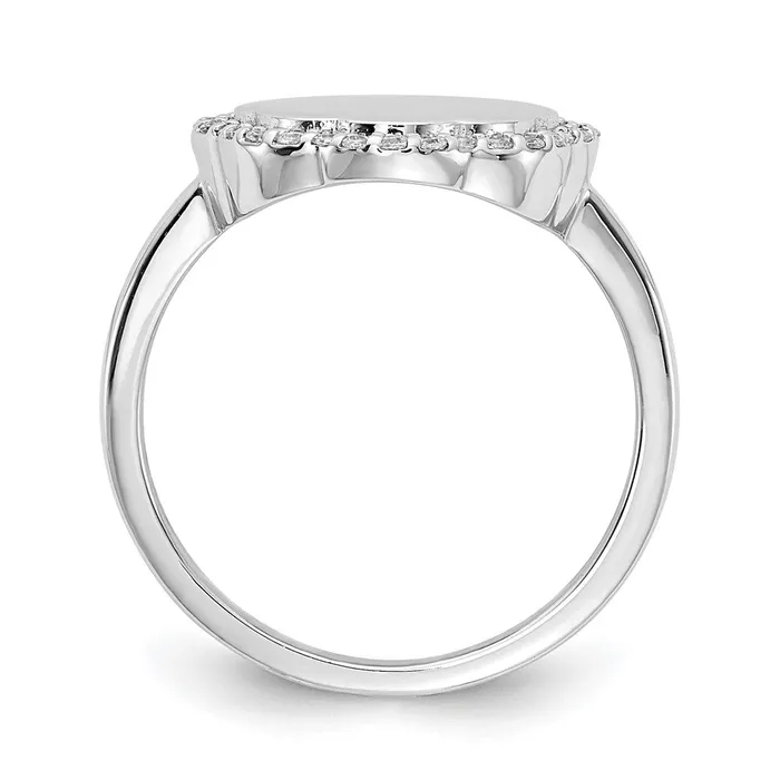 14k White Gold Real Diamond Engraveable Scalloped Ring Goldiacom Rings