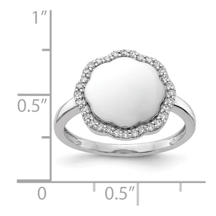 14k White Gold Real Diamond Engraveable Scalloped Ring Goldiacom Rings