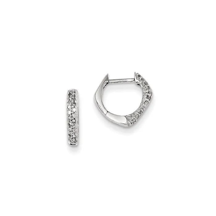 14k White Gold Real Diamond Hinged Heart Earrings Goldia Earrings