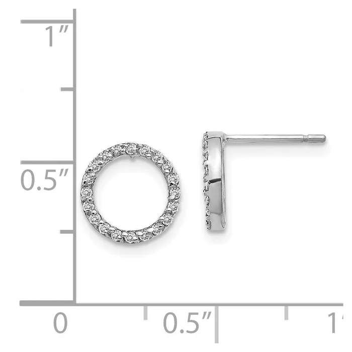 14k White Gold Real Diamond Open Circle Earrings Goldia Earrings