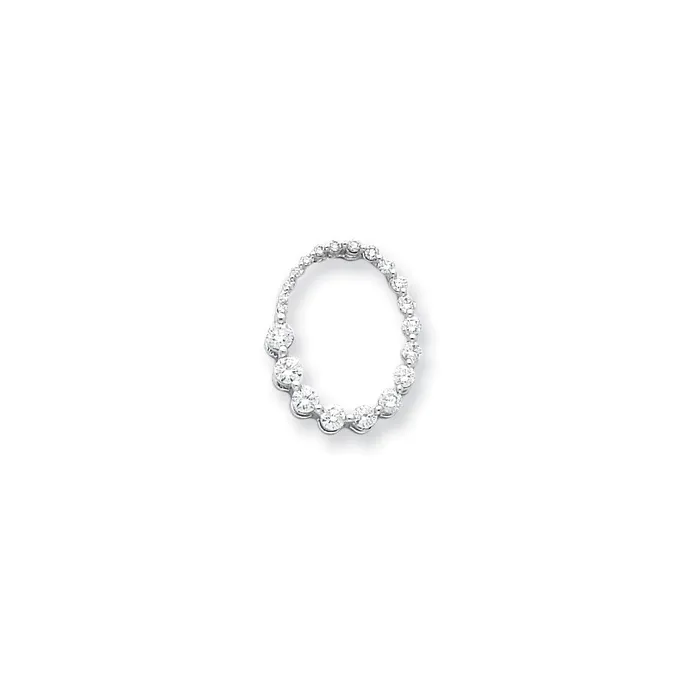 14k White Gold Real Diamond Oval Journey Pendant Goldia Necklaces