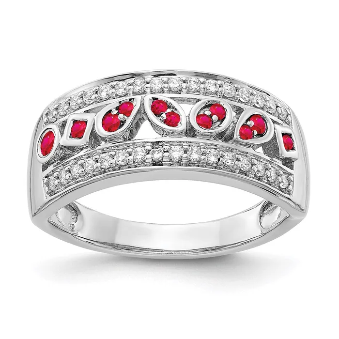 14k White Gold Real Diamond Ruby Fancy Ring Goldiacom Rings