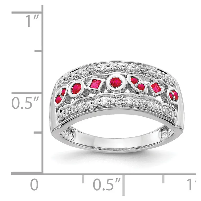 14k White Gold Real Diamond Ruby Fancy Ring Goldiacom Rings