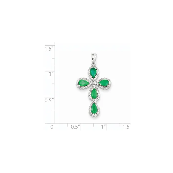 14k White Gold Real Diamond u0026 Emerald Cross Pendant Goldia Necklaces