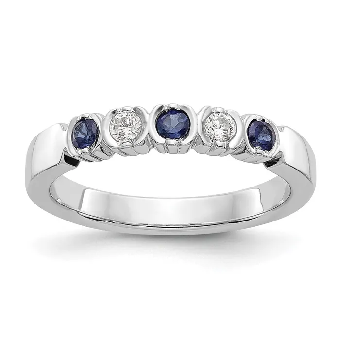 14k White Gold Real Diamond wSapphire Band Goldiacom Rings