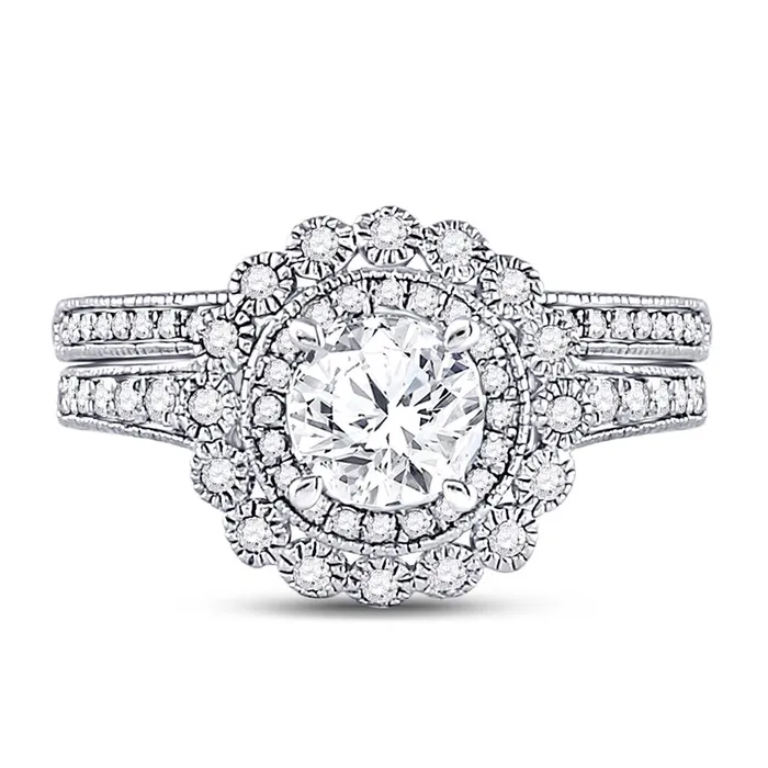 14k White Gold Round Diamond Bridal Wedding Ring Set 115 Cttw Certified gndatlanta Rings 14k White Gold Round Diamond Bridal Wedding Ring Set 115 Cttw Certified gndatlanta Rings