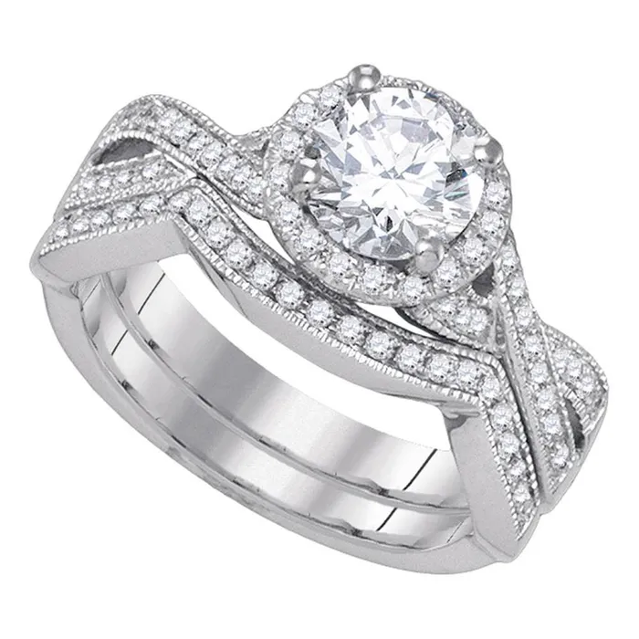 14k White Gold Round Diamond Bridal Wedding Ring Set 138 Cttw gndatlanta Rings 14k White Gold Round Diamond Bridal Wedding Ring Set 138 Cttw gndatlanta Rings