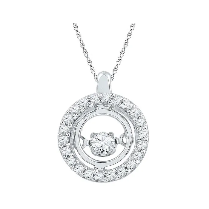 14k White Gold Round Diamond Circle Moving Twinkle Pendant 14 Cttw gndatlanta Necklaces 14k White Gold Round Diamond Circle Moving Twinkle Pendant 14 Cttw gndatlanta Necklaces
