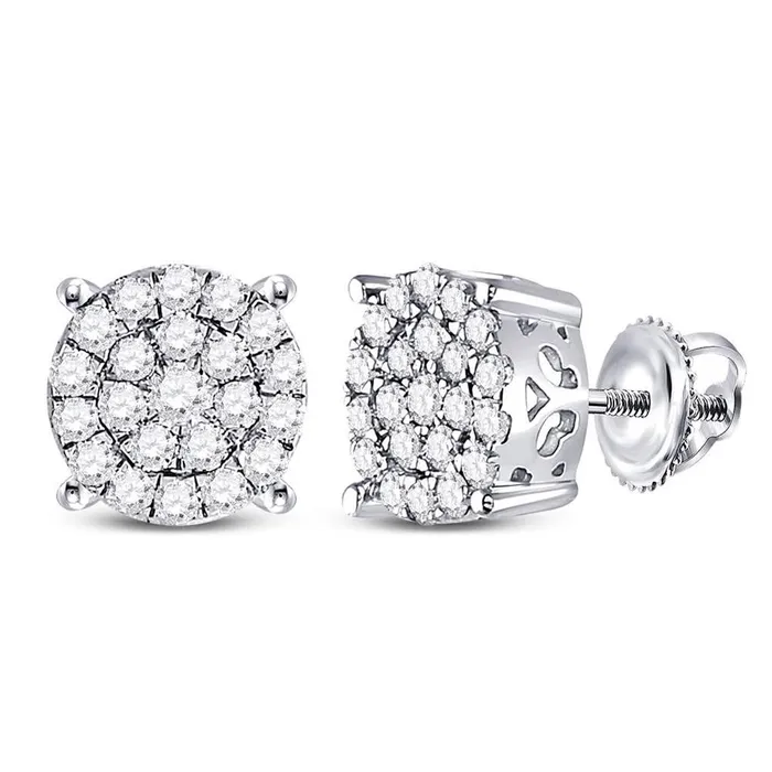 14k White Gold Round Diamond Cluster Earrings 1 Cttw gndatlanta Earrings 14k White Gold Round Diamond Cluster Earrings 1 Cttw gndatlanta Earrings