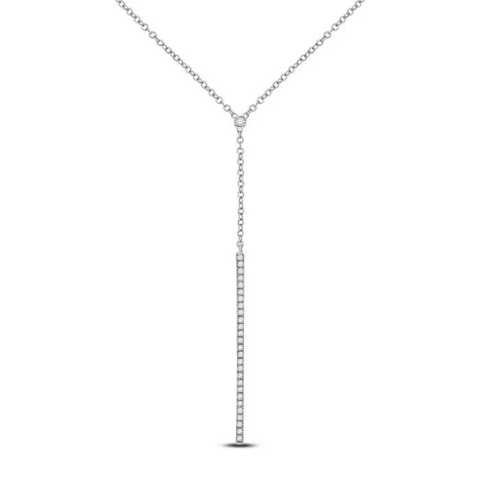14k White Gold Round Diamond Drop Bar Necklace 14 Cttw gndatlanta Necklaces 14k White Gold Round Diamond Drop Bar Necklace 14 Cttw gndatlanta Necklaces