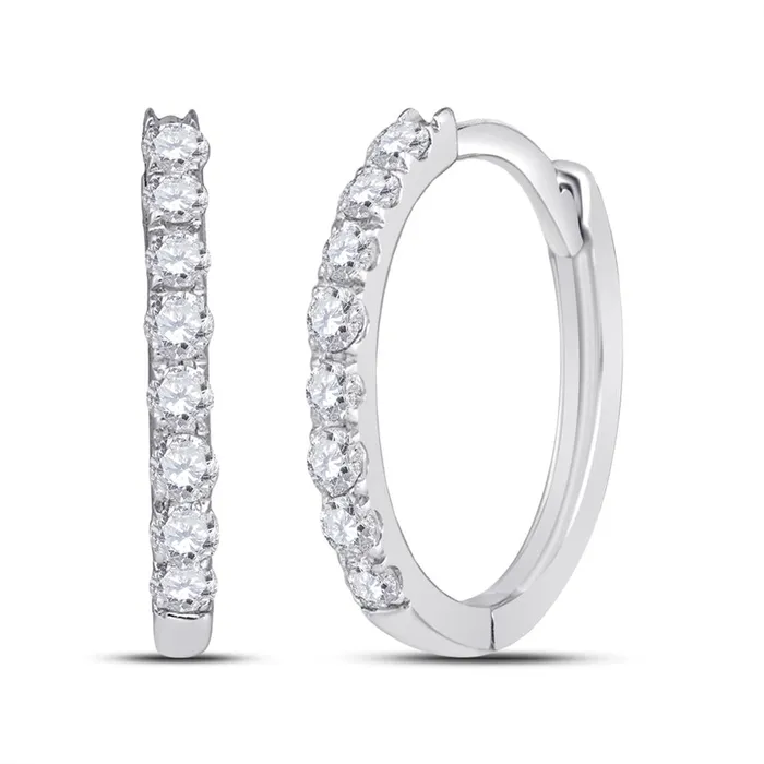 14k White Gold Round Diamond Hoop Earrings 13 Cttw gndatlanta Earrings