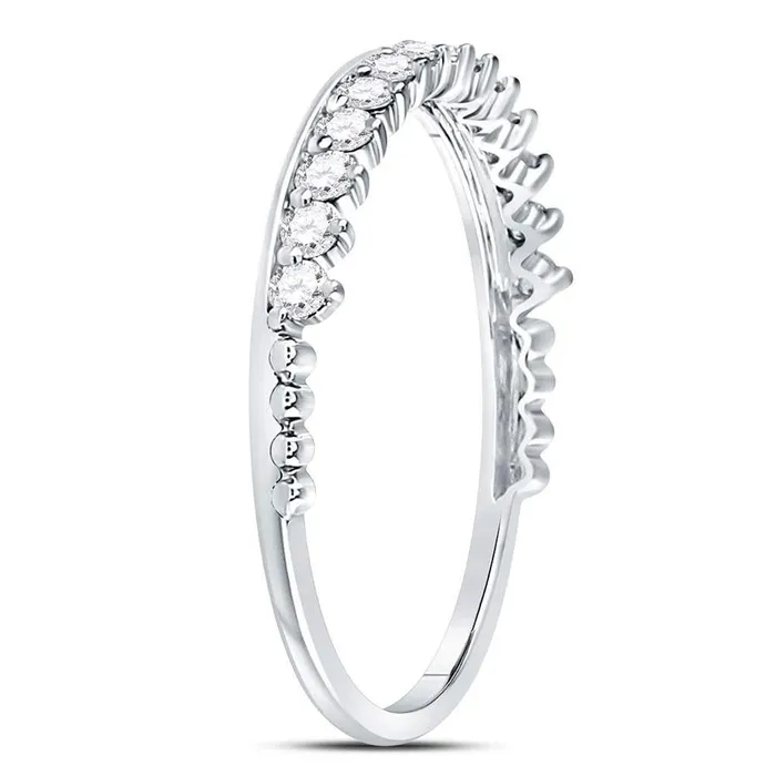 14k White Gold Round Diamond Modern Style Stackable Band Ring 13 Cttw gndatlanta Rings