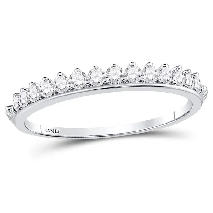 14k White Gold Round Diamond Modern Style Stackable Band Ring 13 Cttw gndatlanta Rings