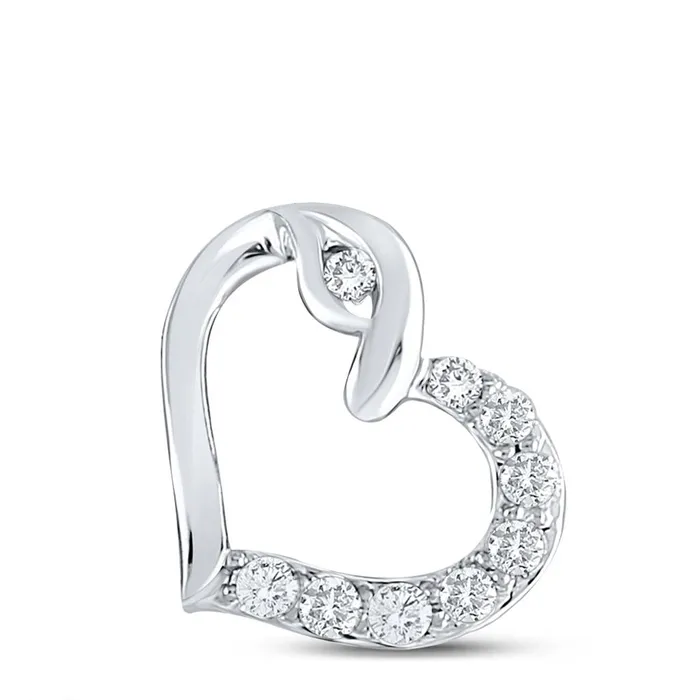 14k White Gold Round Diamond Outline Heart Pendant 18 Cttw gndatlanta Necklaces 14k White Gold Round Diamond Outline Heart Pendant 18 Cttw gndatlanta Necklaces