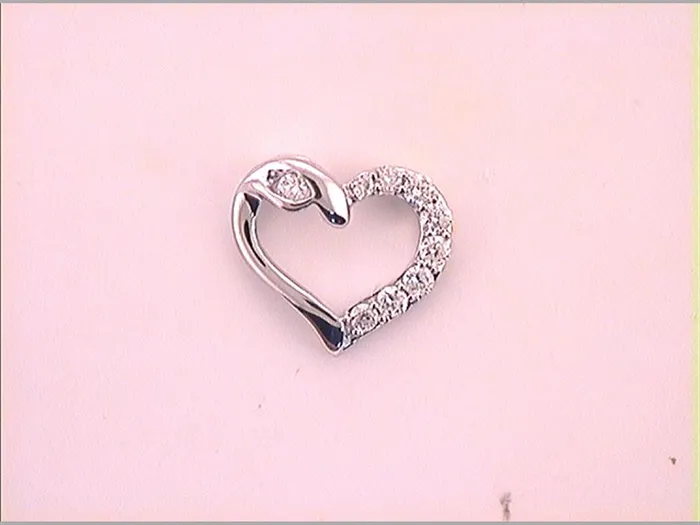 14k White Gold Round Diamond Outline Heart Pendant 18 Cttw gndatlanta Necklaces