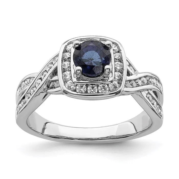 14k White Gold Sapphire Real Diamond Halo Engagement Ring Goldia Rings 14k White Gold Sapphire Real Diamond Halo Engagement Ring Goldia Rings