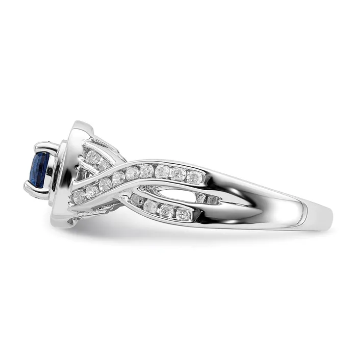 14k White Gold Sapphire Real Diamond Halo Engagement Ring Goldia Rings