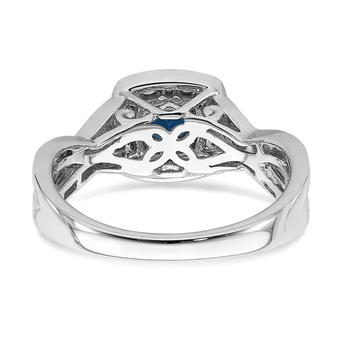 14k White Gold Sapphire Real Diamond Halo Engagement Ring Goldia Rings