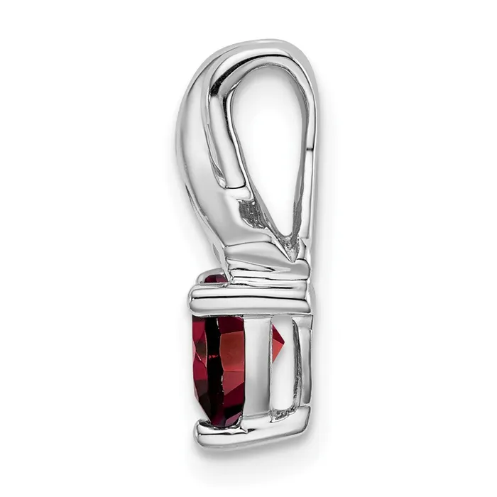 14k White Gold Trillion Garnet and Real Diamond Pendant Goldia Necklaces