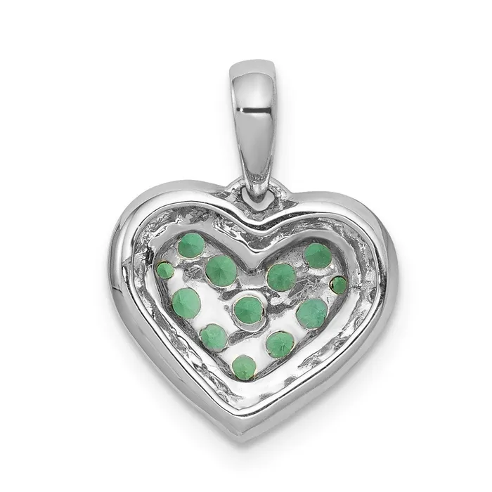 14k White Gold wBlack Rhodium Real DiamondEmerald Heart Pendant Goldia Necklaces