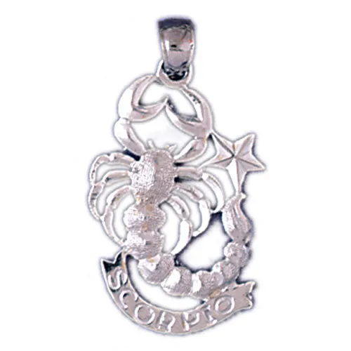 14K White Gold Zodiac Scorpio Charm Goldia Charm Necklaces