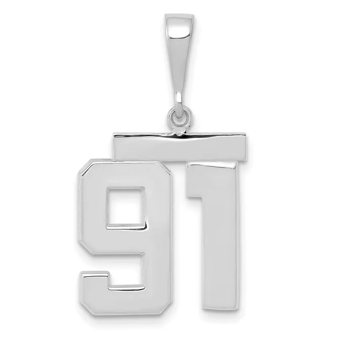 14k White Goldw Medium Polished Number 91 Charm Goldia Charm Necklaces