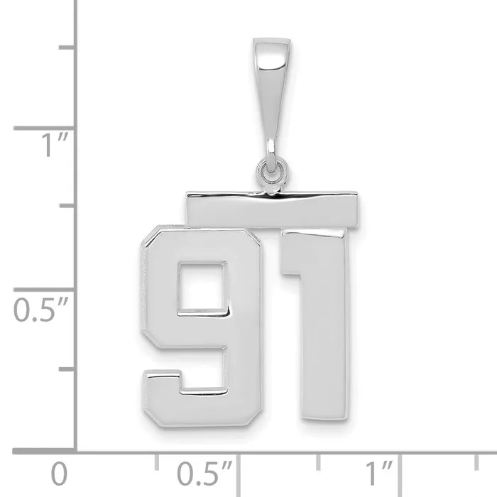 14k White Goldw Medium Polished Number 91 Charm Goldia Charm Necklaces