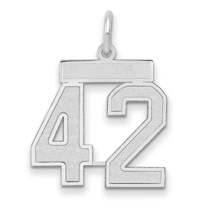 14k White Goldw Medium Satin Number 42 Charm Goldia Charm Necklaces