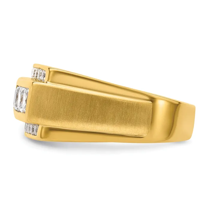 14k Yellow Gold 1 18 Ct Lab Grown Diamond VSSI G Polished and Satin Mens Ring Goldia Rings